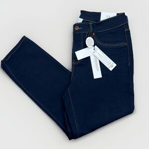 WORKSHOP Republic Jeans Sz 10 Dark Blue Skinny Ankle Stretch Contrast Stitching